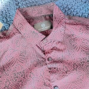 Men's Burgundy Paisley Button Down Shirt